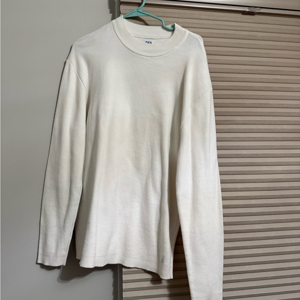 Zara Cream Ribbed Knit Top